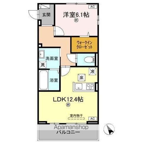 J.リヴェール高松西宝町 B棟(1LDK/1階)の間取り写真