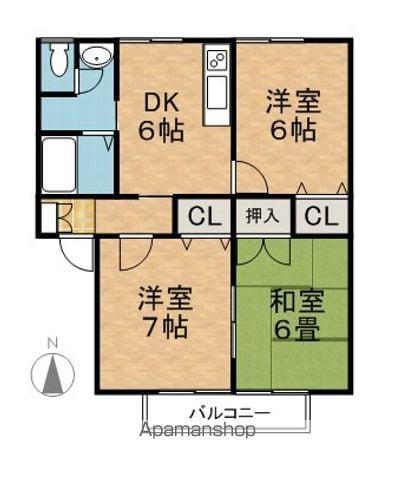 グリーンパーク二ツ宮(3DK/1階)の間取り写真