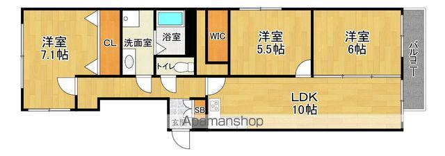 エフアール西田辺(3LDK/1階)の間取り写真