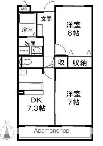 フィオーレ花(2DK/3階)の間取り写真