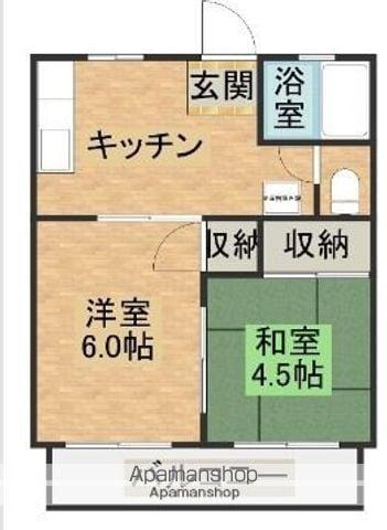 タウニィ希望ヶ丘(2DK/2階)の間取り写真