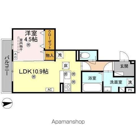 セレノアールB(1LDK/1階)の間取り写真