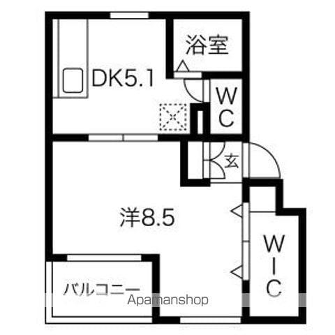 ファティリティ稲沢3号棟(1DK/4階)の間取り写真