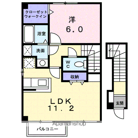 ウィッシュ1(1LDK/2階)の間取り写真