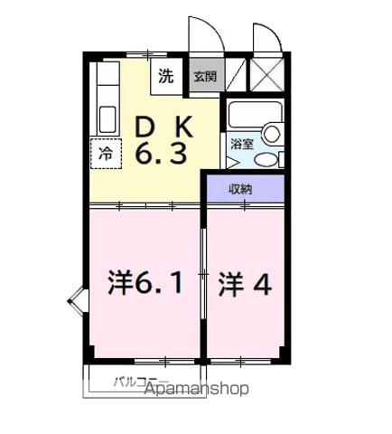 ラ・セゾン一番館(2K/2階)の間取り写真