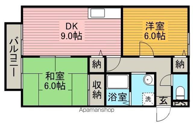 サンビレッジ安城 C(2DK/2階)の間取り写真