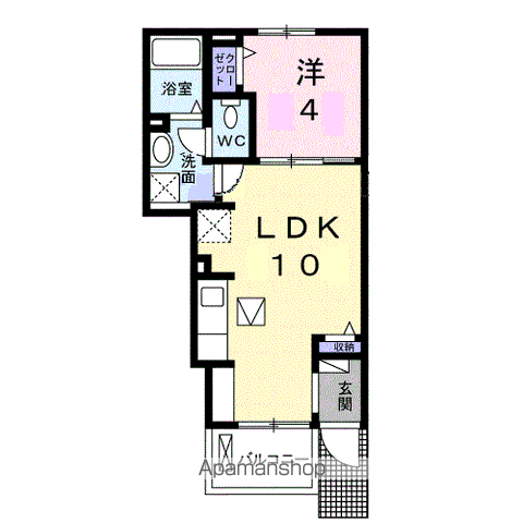 メゾンIL四倉(1LDK/1階)の間取り写真