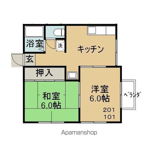 マイハウスパティオⅠ(2DK/2階)の間取り写真