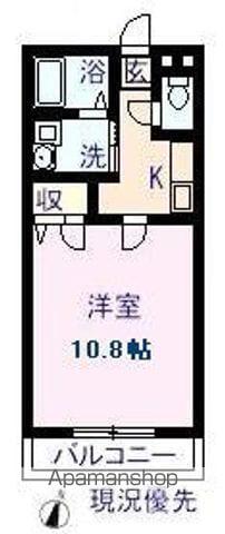 パークコート三成B(1K/1階)の間取り写真