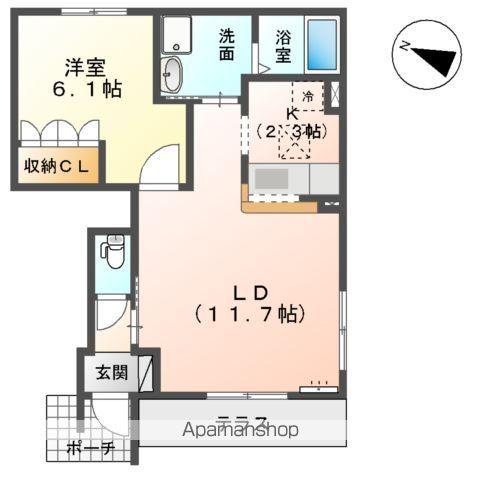 THE APARTMENTS MOTO(1LDK/1階)の間取り写真