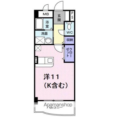 ジュピター・セト(ワンルーム/1階)の間取り写真
