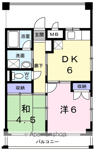 コーポくるみの木(2DK/2階)の間取り写真