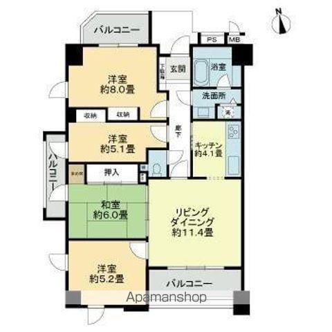 アルファガーデン番町Ⅱ(4LDK/9階)の間取り写真