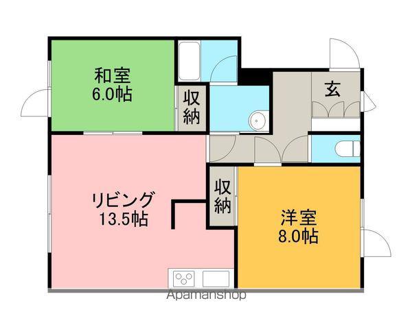 ウエストコートA(2LDK/3階)の間取り写真