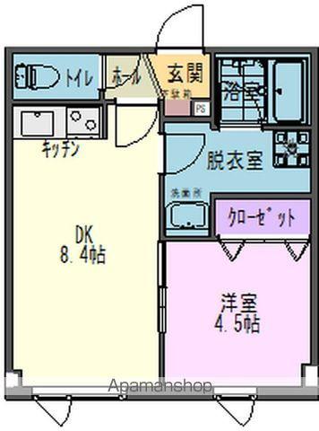カノン北上(1DK/1階)の間取り写真