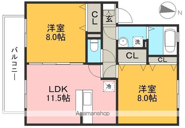セジュール優(2LDK/1階)の間取り写真