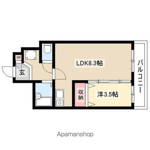 XーOVER21覚王山(1LDK/4階)の間取り写真