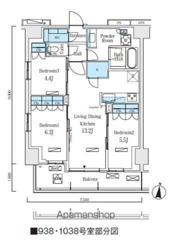 ロイヤルパークス赤羽ノース(3LDK/4階)の間取り写真