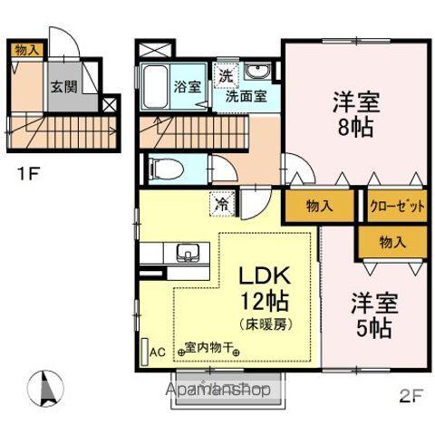 ルミエール III(2LDK/2階)の間取り写真