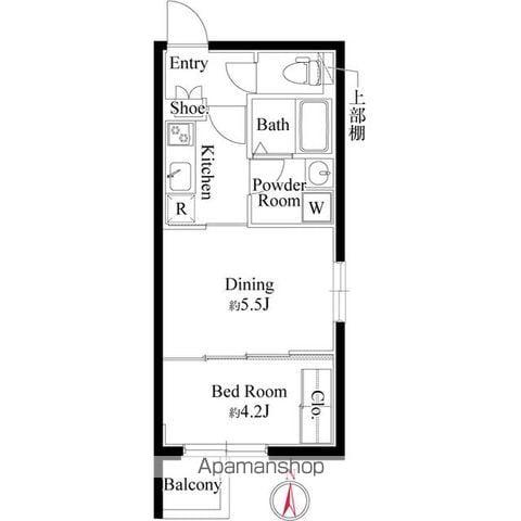 グランパセオ中目黒Ⅱ(1DK/4階)の間取り写真