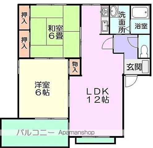 パークハイツA棟B棟(2LDK/1階)の間取り写真