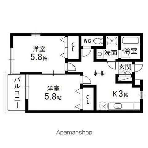 パレスハッピー2(2K/1階)の間取り写真