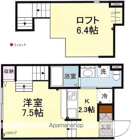 ヴィラフォンティーヌ山の田(1K/2階)の間取り写真