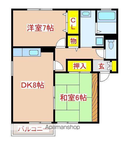 セジュールぶーけ(2DK/2階)の間取り写真