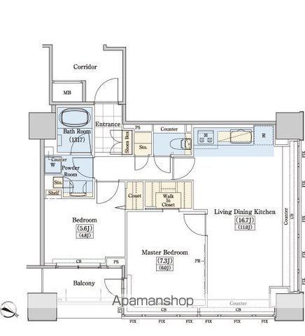 レジディアタワー上池袋(2LDK/22階)の間取り写真