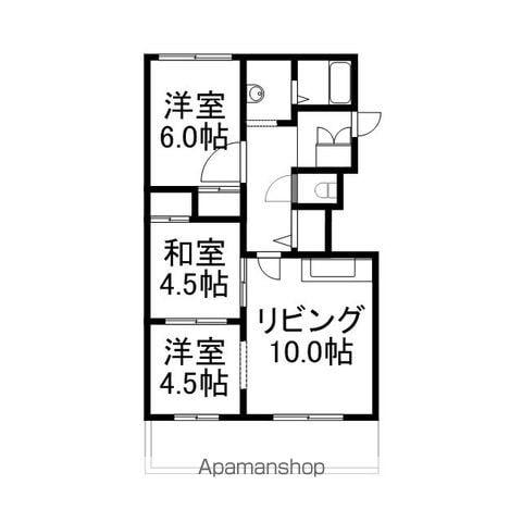 リバーサイドハイツ3号棟(2LDK/3階)の間取り写真