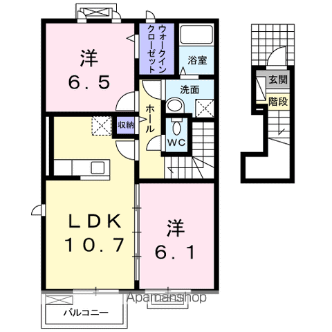 ティーモードA(2LDK/2階)の間取り写真