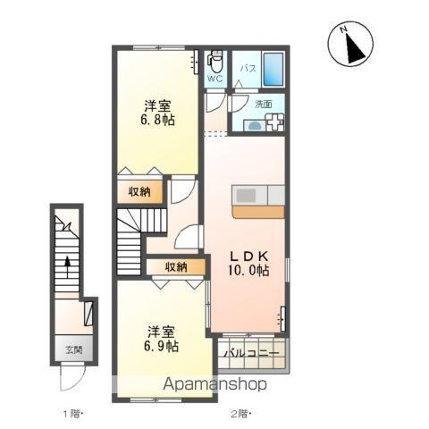 メゾンエスポアール(2LDK/2階)の間取り写真