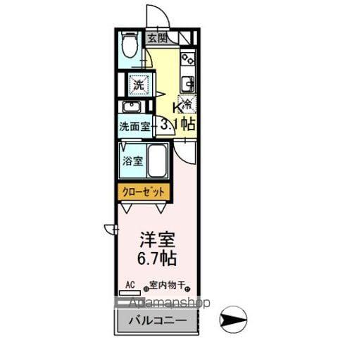 プランドール・アデン(1K/3階)の間取り写真