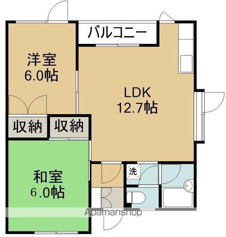 ドエル松陰Ⅱ(2LDK/1階)の間取り写真