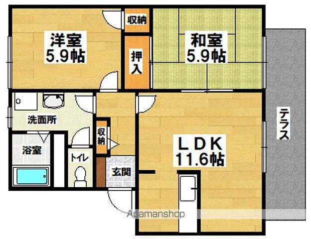 鍵田ハイツ(2LDK/1階)の間取り写真