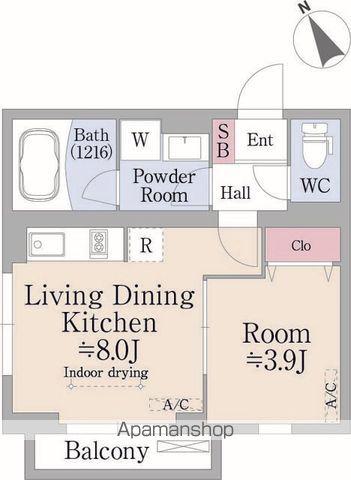 SQUARE市谷河田町HILLSIDE(1LDK/1階)の間取り写真