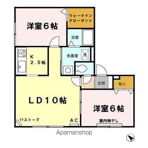 ファミーユB棟(2LDK/2階)の間取り写真