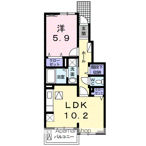 アルカンシエル(1LDK/1階)の間取り写真