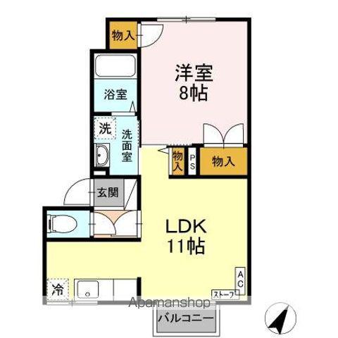 メイユールユウ(1LDK/1階)の間取り写真