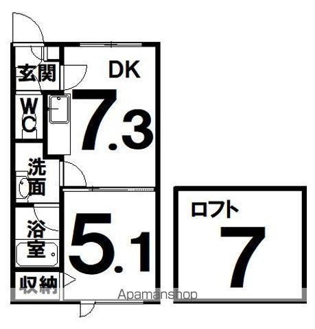 エステートINシャノワール(1DK/2階)の間取り写真