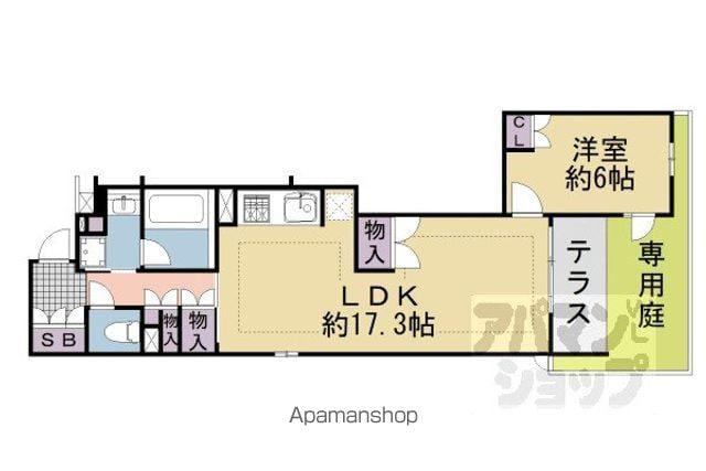 ブランズ京都四条烏丸桜風庵(1LDK/1階)の間取り写真