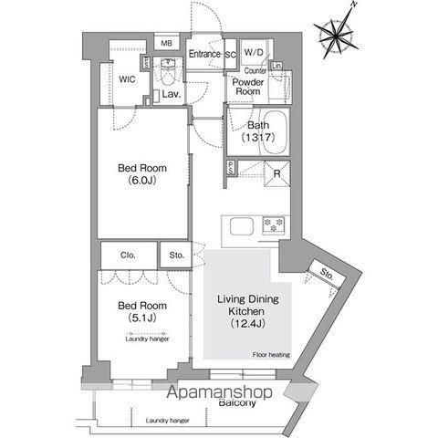 コンフォリア・リヴ文京護国寺(2LDK/3階)の間取り写真