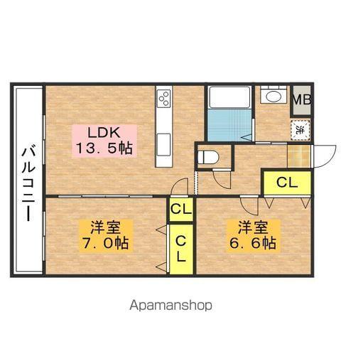 ソフィエグリュ(2LDK/3階)の間取り写真