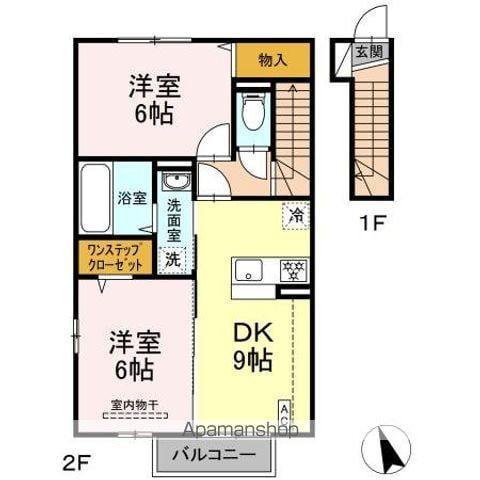 パインヒル(2DK/2階)の間取り写真