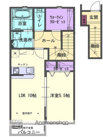 ノースポミエA棟(1LDK/2階)の間取り写真