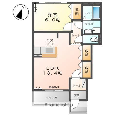 オアシス(1LDK/1階)の間取り写真