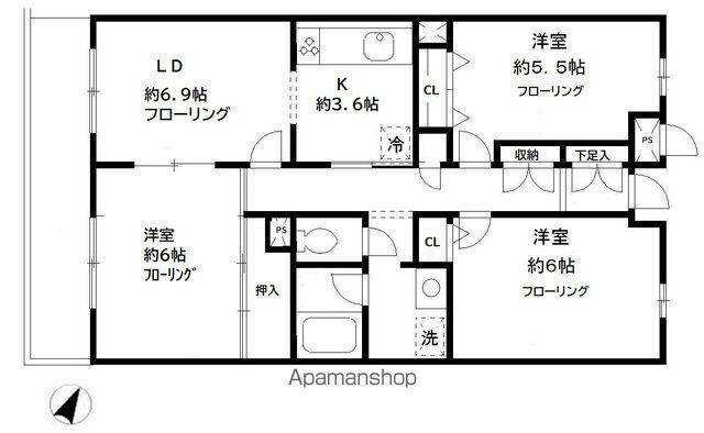 ファインコート3110(3LDK/4階)の間取り写真