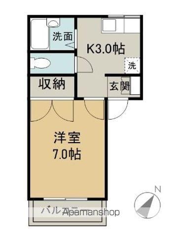 フレグランス己斐(1K/2階)の間取り写真