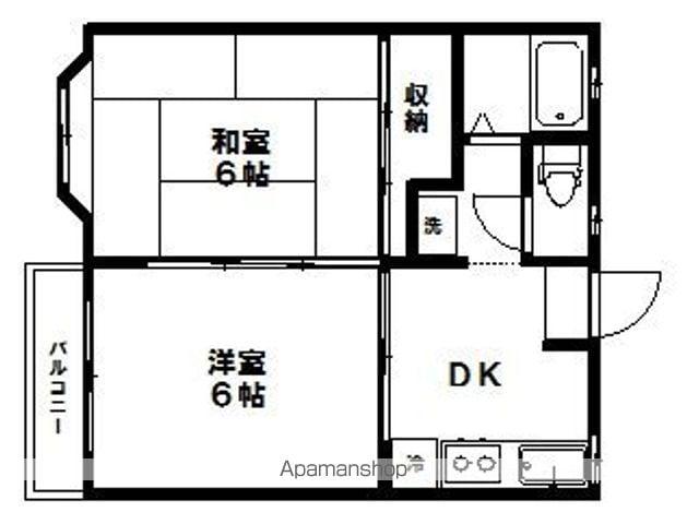 ハウスヒルマツダ(2K/1階)の間取り写真