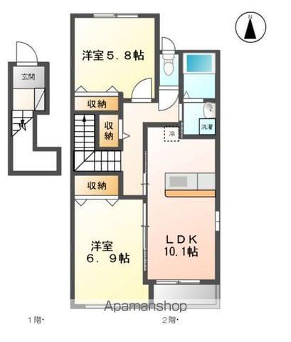 エスポワールK(2LDK/2階)の間取り写真